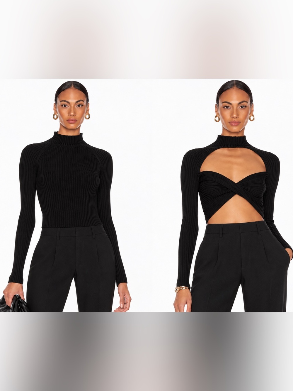 DION LEE Ribbed Knit Twist Back Top xs US 2